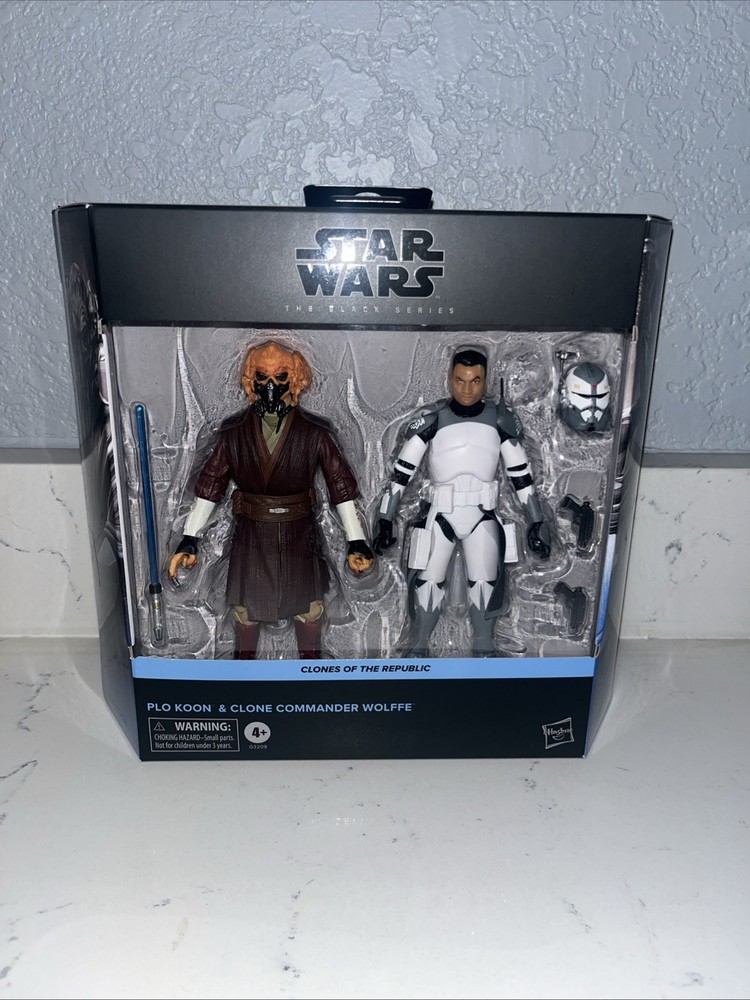 HASBRO STAR WARS BLACK SERIES PLO KOON & CLONE COMMANDER WOLFFE, REPUBLIC 2 PACK