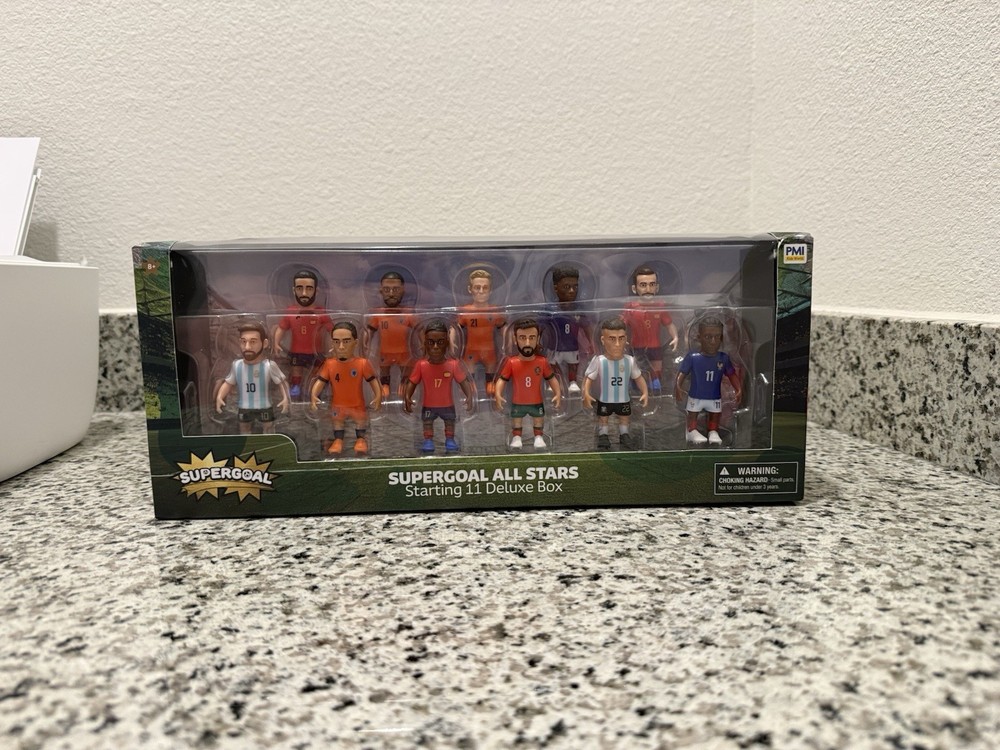 Supergoal All Stars Starting 11 Deluxe Box Soccer Figure Set, 11 Plastic, 8+
