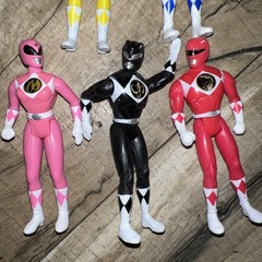 Power Rangers 4” Figures 1995 Saban Lot Of 5 Black Pink Blue Yellow Red