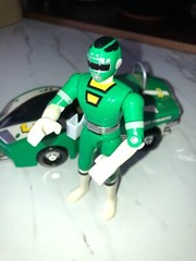 Vintage 1997 Bandai Turbo Power Rangers Racer Cart Car & Action Figure GREEN