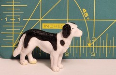 Spaniel Dog Figure Dollhouse Toy Hard Plastic Puppy 2.5″ Black White
