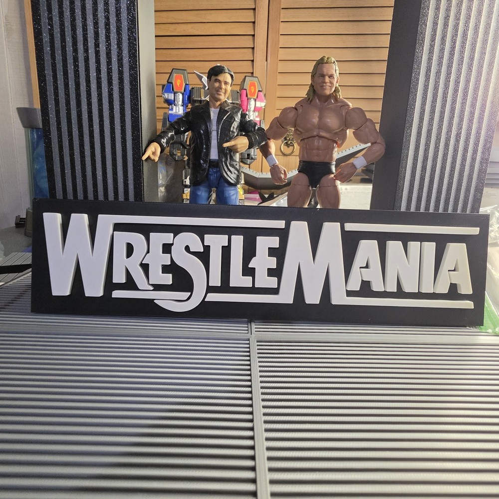 WWE Mattel Large 12 X 3 White WrestleMania Logo Accessory
