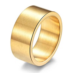 Simple Design 10MM Wide Stainless Steel Rings For Men Women Black/Gold