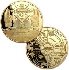 Masonic Challenge Coin Gold Plated Freemason Coins Collector’s Medallion