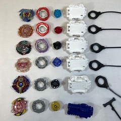 Beyblade Burst Metal & Plastic Mixed Lot of 6 with Launchers & Parts Sold As Is