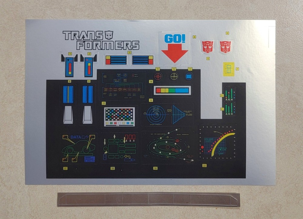TRANSFORMERS G1 OPTIMUS PRIME STICKER SHEET RARE! AUTOBOT ROBOT DECALS LABELS
