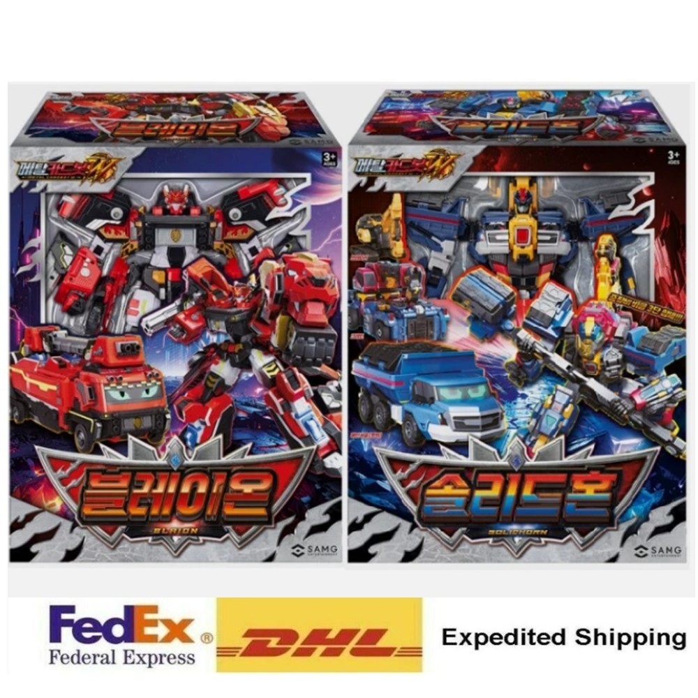 Metal Cardbot W BLAION & SOLIDHORN Fire Truck Crane Transforming Robots+ Express