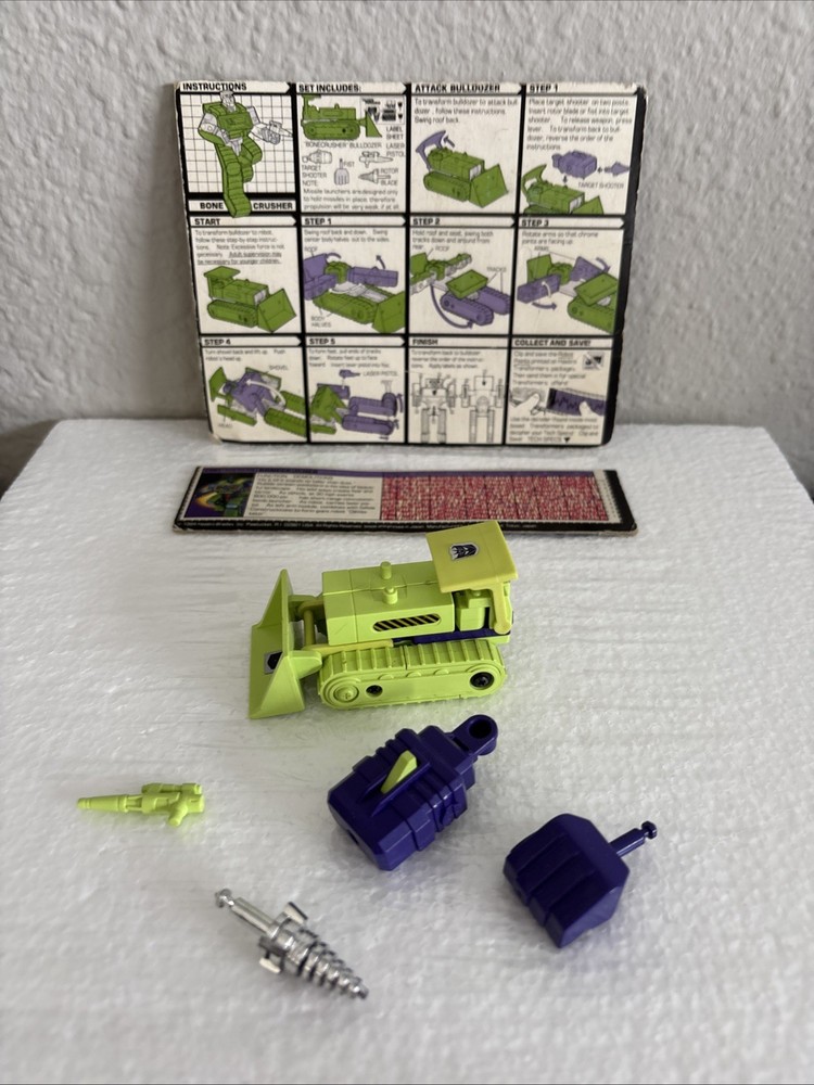 Vtg G1 Transformers Bonecrusher Devastator Complete w/ Instructions & Cardback