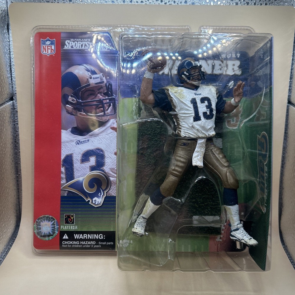 Kurt Warner Rams McFarlane NFL Figure Series 1 White Jersey Uniform New 2001 #13