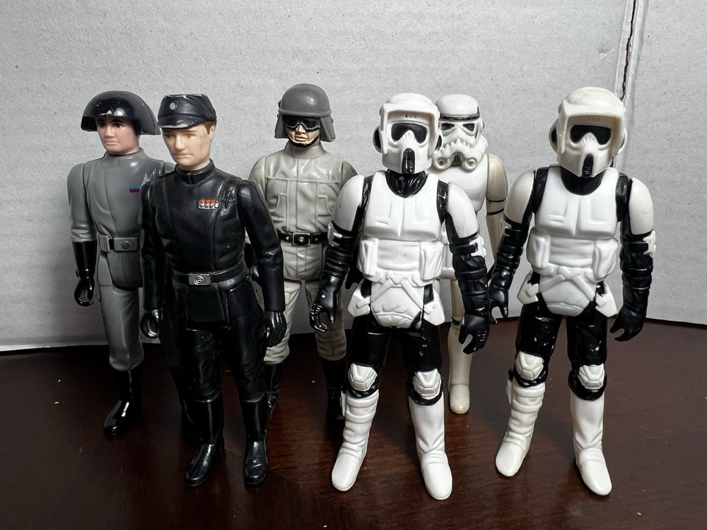 VINTAGE KENNER STAR WARS 1983 ENDOR BIKER STORMTROOPER AT ST ARMY LOT OF 6