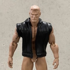 PB-VSLT-BK: 1/12 scale Black leather vest for 6″ Vtoys MixMax muscular body
