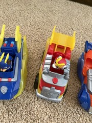 PAW Patrol Mighty Pups Lot 5 Vehicles Chase Marshall Rocky Rubble Light Up