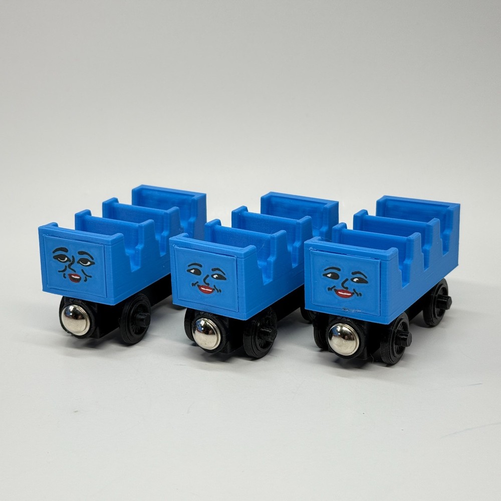 Wooden Railway Mining Trains – Production Misprints Open Coach ADA, JANE & MABE
