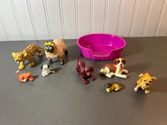 Vintage 1993-94 MEG Puppy In My Pocket x 4 + Extra Animals + Bed + x3 Stands