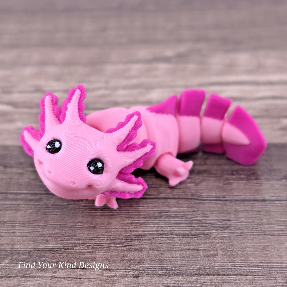 Mini Axolotl 3D Printed Articulated Flexi Fidget Desk Pet Toy 2.5 Inch