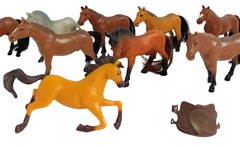 Lot of 12 Play Toy Horse Figurines Vintage & Modern Approx. 3 in + Saddle