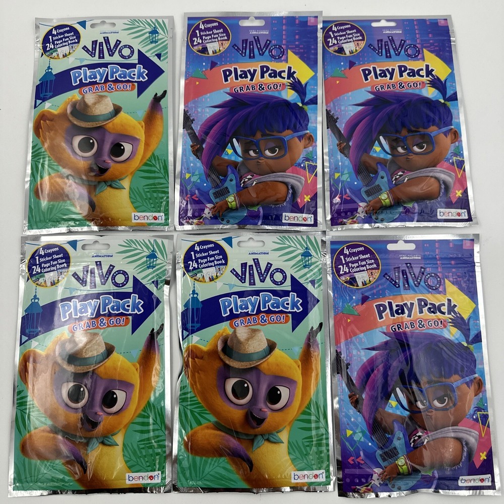 VIVO Play Pack Grab & Go Crayons Sticker Coloring Book lot of 6 New FREE SHPNG