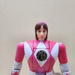 POWER RANGERS MMPR Flip-Heads Lot of 5 RED BLACK BLUE Complete & GREEN PINK Near
