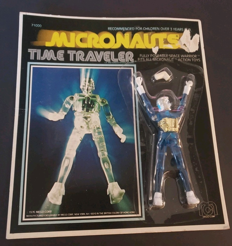 Vintage 1976 MICRONAUTS Blue Time Traveler Figure MEGO MOC New On Unpunched Card