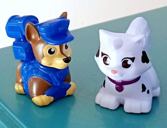 Set of 2 Paw Patrol Micro Mover Toys Chase Dog and Cat Marshall