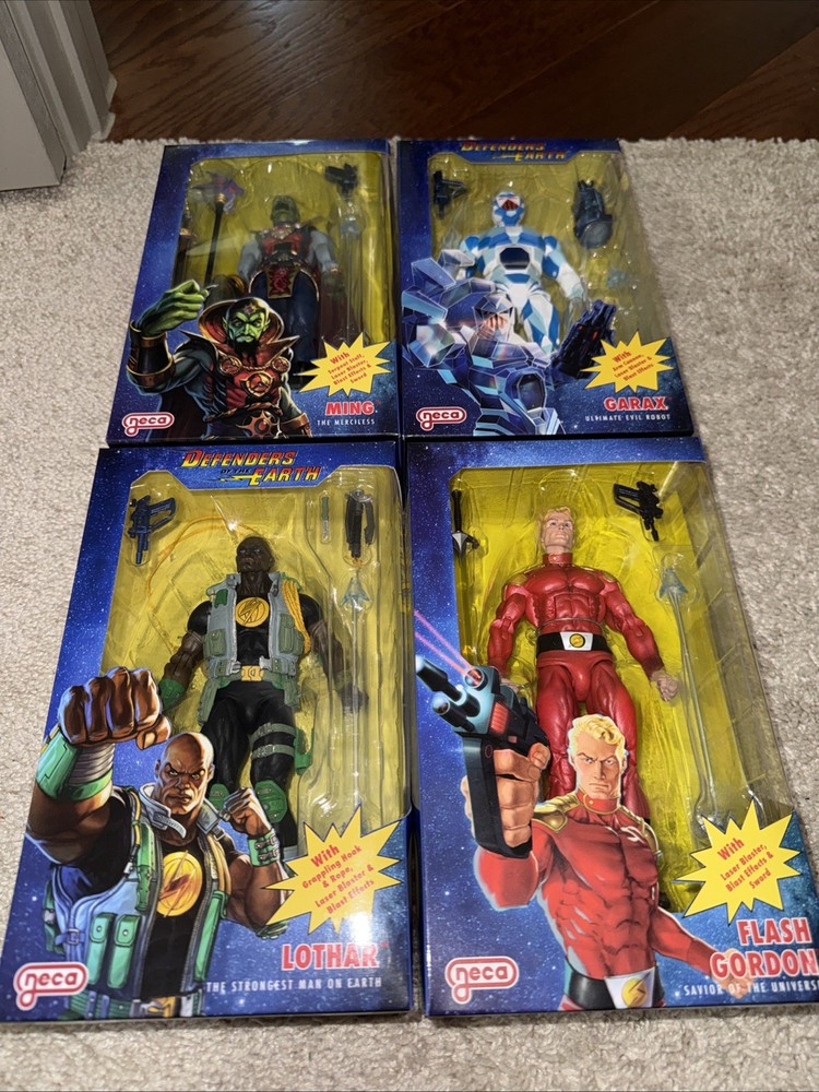 NECA Defenders of the Earth Lot Of 4 Garax Ming Lothar Flash Gordon
