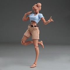 USA Romankey X COWL 1/12 Girl Soldier Figure Black Joint Body 6in Action Model