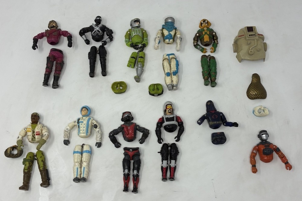 LOT Of 9 GI JOE 3.75” Action Figures 1980’s Plus Extras-Sold For Parts-See Pics