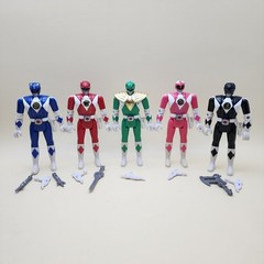 POWER RANGERS MMPR Flip-Heads Lot of 5 RED BLACK BLUE Complete & GREEN PINK Near