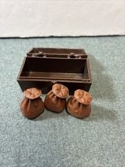 1960’s-70’s Marx Johnny West Brown Strong Box w/3 Gold Money Bags Used