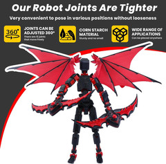 Titan 13 Robot Action Figure,Dummy 13,Articulated Robot with Demon Wings, 3D Pri