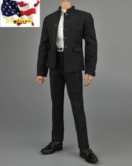 1/6 black Chinese tunic suit Kung Fu Ip Man school Uniform set for hot toys❶USA❶