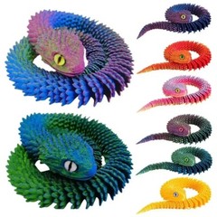 24″ 3D Printed Animals Snake Viper Snake Flexible Snake Fidget Toys Desk Decor