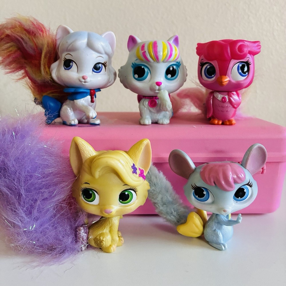 Authentic Disney Princess Palace Pets Furry Tails – Owl Cat Mouse 5pc Bundle Set