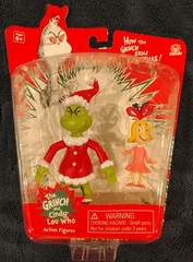 Dr Suess Christmas Cindy Lou Who and The Grinch Action Figures Set of 2 NIB
