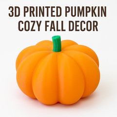 3D Printed Pumpkin Medium – Orange with Green Stem Fall Decor Tabletop Ornament