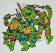 TMNT Wall Bubble Ninja Turtle Fight 1990 Mirage (Mike, Leo Raph, and Don) B6