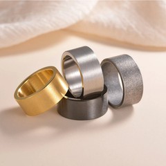 Simple Design 10MM Wide Stainless Steel Rings For Men Women Black/Gold