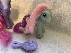 MLP G3 2004 My Little Pony Petal Blossom Flower Flash w/Accessories Purple Pink