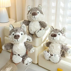 Grey Wolf Plush Toy Kawaii Soft Stuffed Animal Pillow Birthday Gift