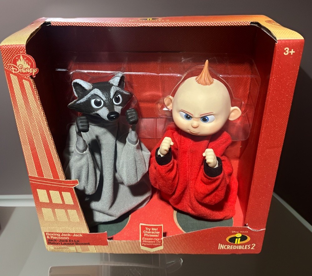 Disney Pixar Incredibles Raccoon & Jack Jack 9” Boxing Puppet With Sounds New