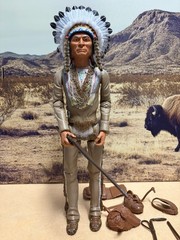 Custom painted, one of a kind. Vintage Marx BOTW Chief Cherokee some accessories