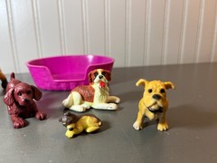 Vintage 1993-94 MEG Puppy In My Pocket x 4 + Extra Animals + Bed + x3 Stands