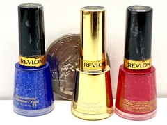 Set 3 Miniature REVLON Nail Polish Red Gold & Purple Zuru Mini Brands Series 4