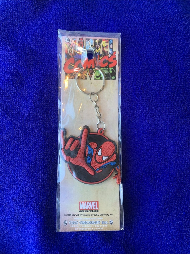 2011 SPIDERMAN RUBBER KEYCHAIN New Sealed Original Marvel Comics C&D Visionary