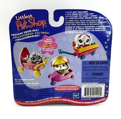 Littlest Pet Shop NIB Portable Pets # 67 Tan White Collie w Race Car 2005