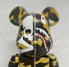 400% Bearbrick Bathing Ape BAPE PLAY Camouflage Shark Action Figure Deco Art Toy