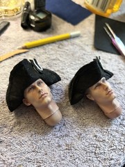 OOAK 1/6 Scale …Set of 2…1700’s Basic Black Military Tricorn Hat.