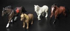 SAFARI Tiny Horse lot of 4 Figures Toy Set Plastic Haflinger, Trakehner, Pony