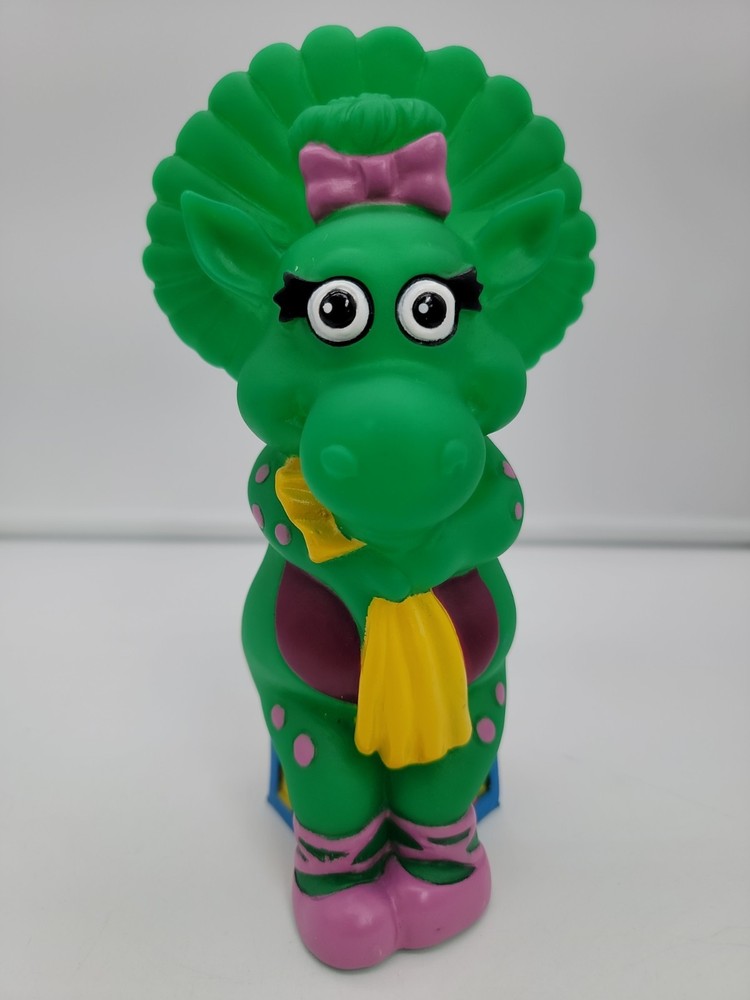 Vintage 1992 Barney Dino Baby Bop 7″ Plastic Piggy Coin Bank Lyons Group