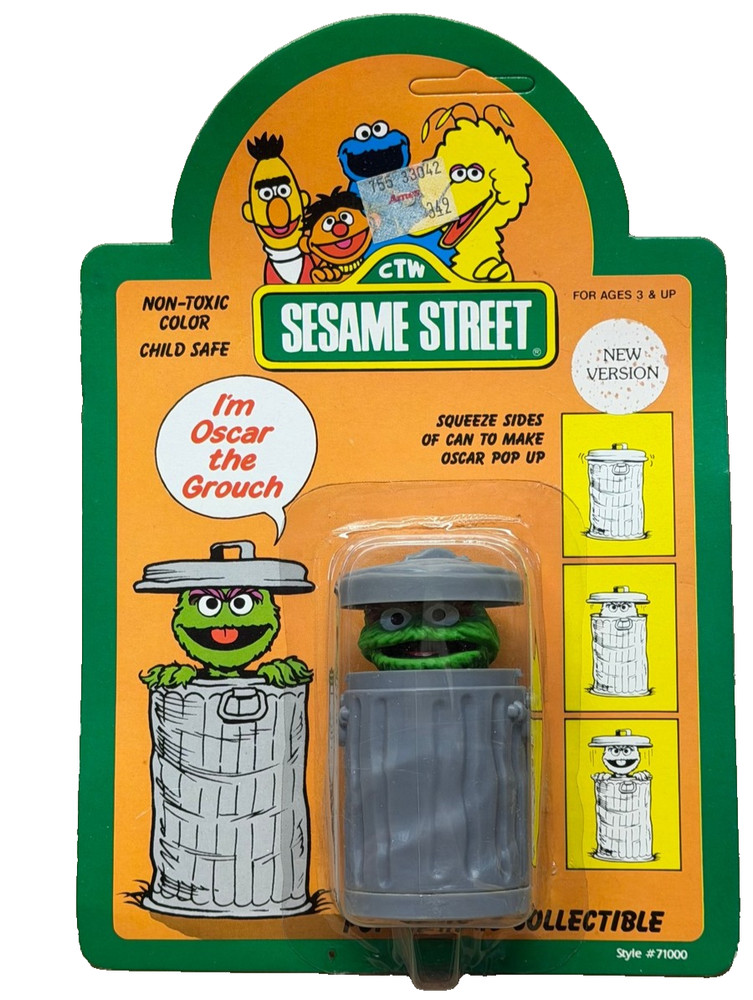 Vtg Original 1986 Tara Toy SESAME STREET OSCAR THE GROUCH Action Figure 7100 MOC